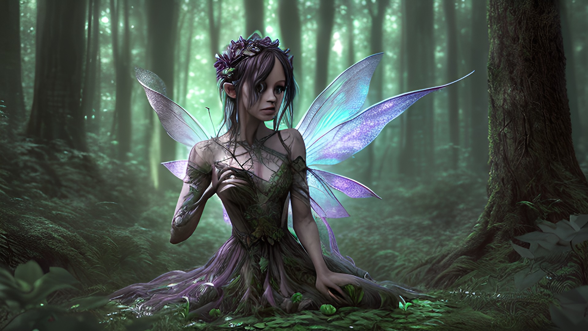 award winning shot of a faery in a forest, intricate details, dark shade award_winning_shot_of_a_faery_in_a_forest,_intricate_details,_dark_shade