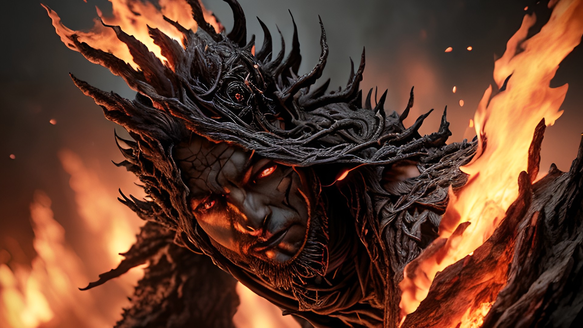 award winning photo of a dark fire sorcerer in fire, intricate realistic details, dark mountain award_winning_photo_of_a_dark_fire_sorcerer_in_fire,_intricate_realistic_details,_dark_mountain
