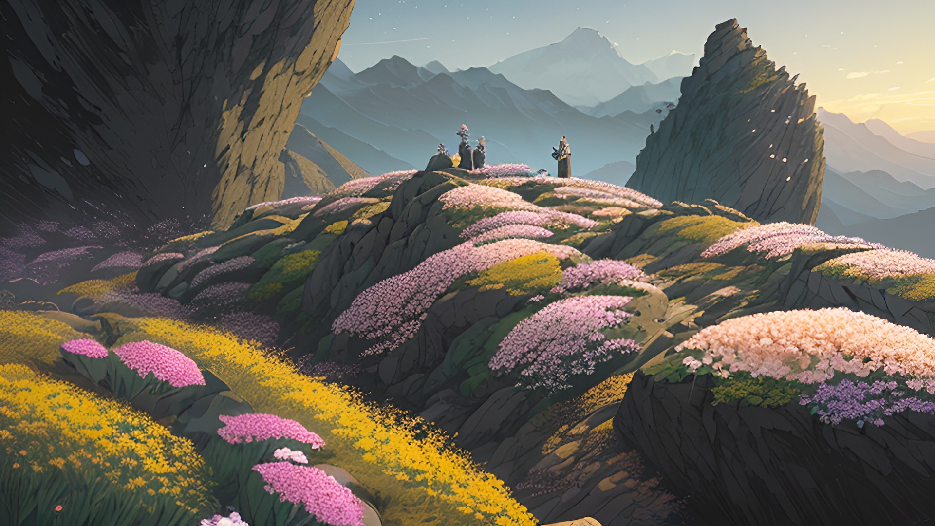 flowers on a rocky mountain slope flowers_on_a_rocky_mountain_slope