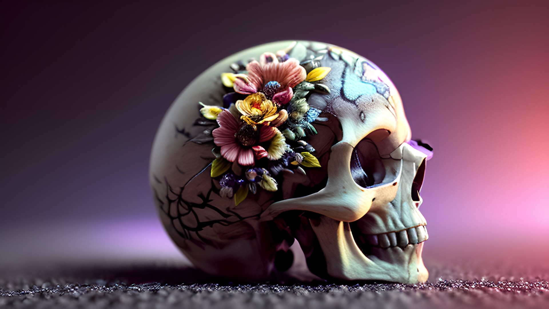 breathtaking award winning 4k uhd photo of a tiny flower on a skull, intricate realistic details breathtaking_award_winning_4k_uhd_photo_of_a_tiny_flower_on_a_skull,_intricate_realistic_details