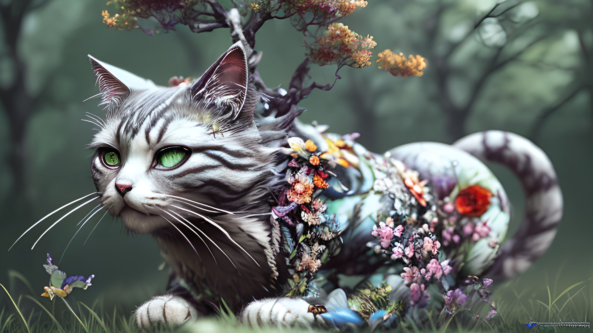 the most breathtaking award winning amazing 4k uhd detailed fascinating anime portrait of happy cat in a forest, intricate realistic details, dark shades the_most_breathtaking_award_winning_amazing_4k_uhd_detailed_fascinating_anime_portrait_of_happy_cat_in_a_forest,_intricate_realistic_details,_dark_shades