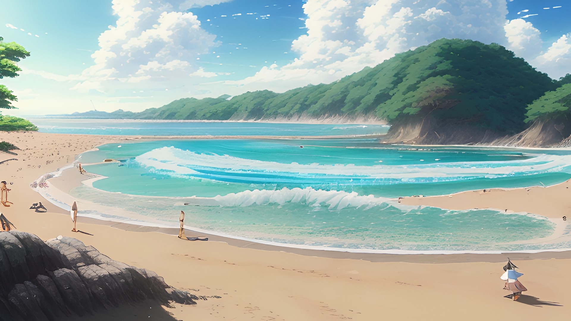 japanese beach during summer, soft anime style, soft manga style, slice of life japanese_beach_during_summer,_soft_anime_style,_soft_manga_style,_slice_of_life