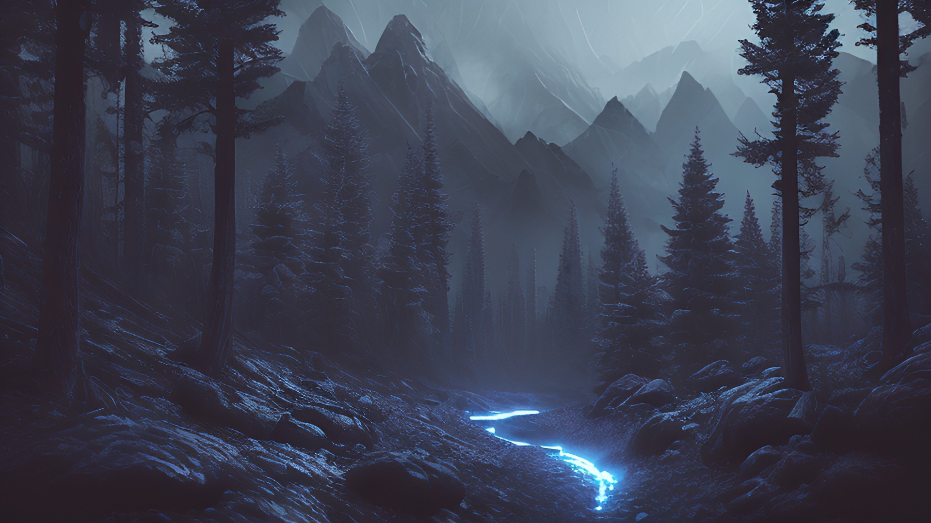 forest mountains, dark atmosphere forest_mountains,_dark_atmosphere