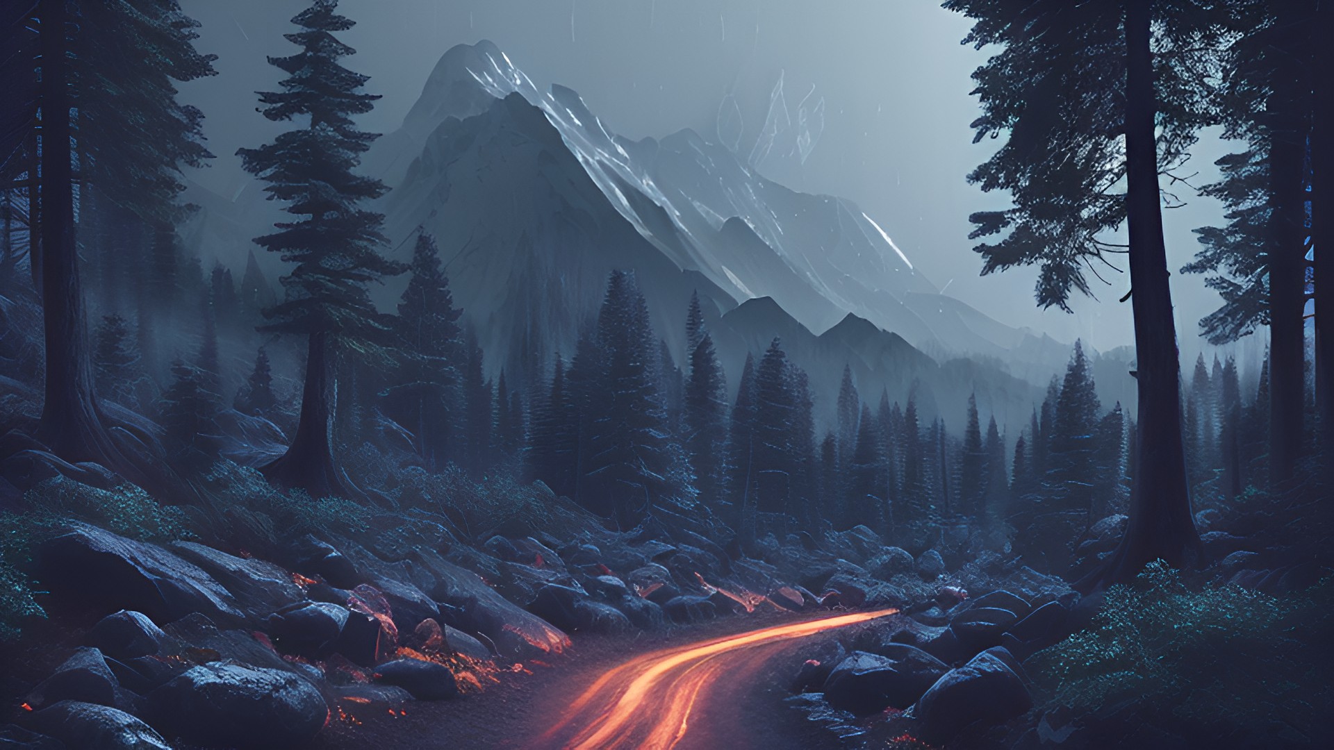 forest mountains, dark atmosphere forest_mountains,_dark_atmosphere