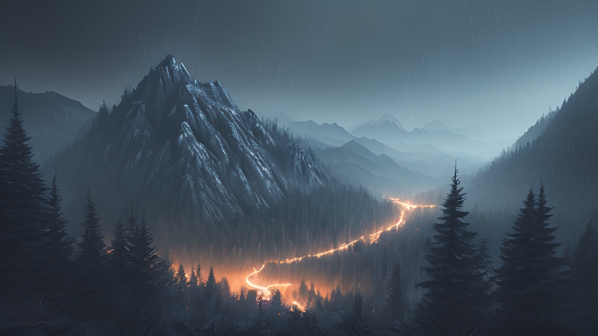 forest mountains, dark atmosphere forest_mountains,_dark_atmosphere