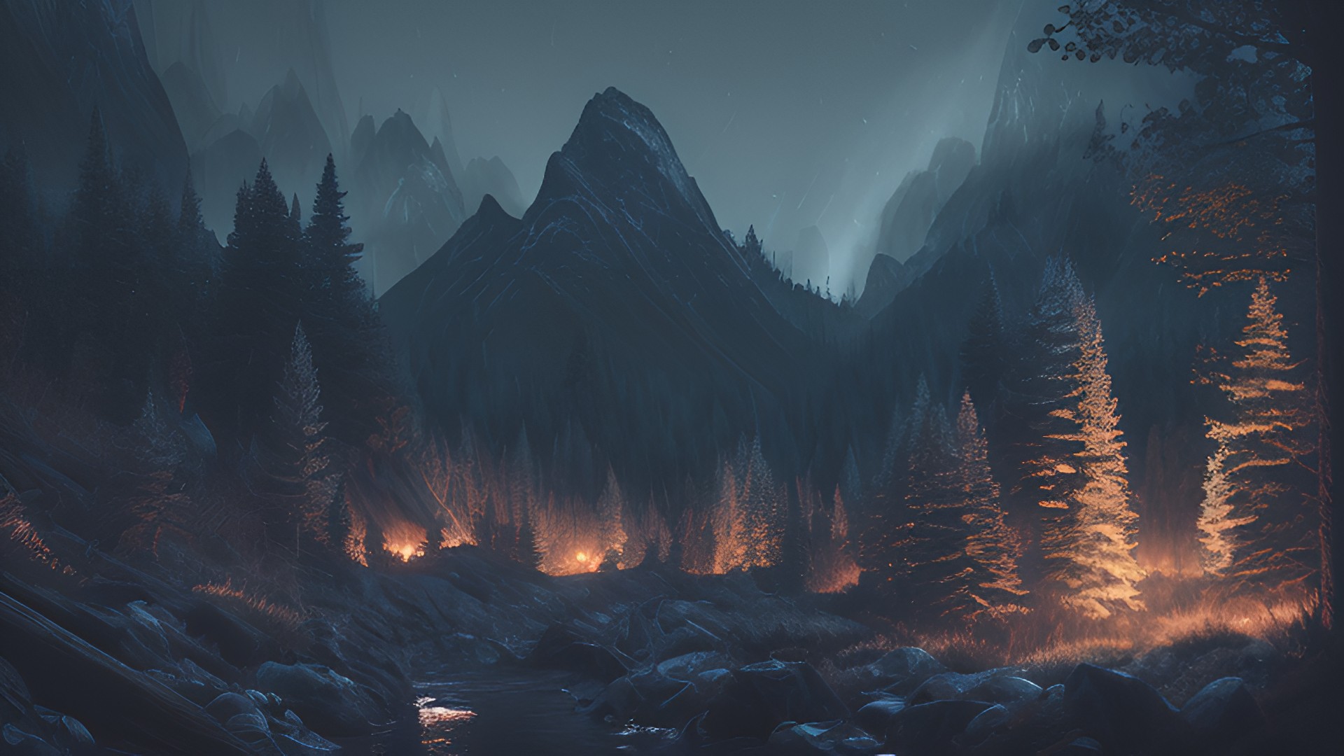 forest mountains, dark atmosphere forest_mountains,_dark_atmosphere