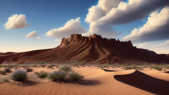 award winning photo of a desert  intricate realistic details  amazing clouds