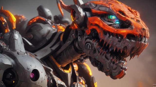 robotic demon, intricate details, portrait, colorful
