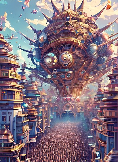 gigantic anime parade, thousands of people, large crowd, anime movie, intricate details