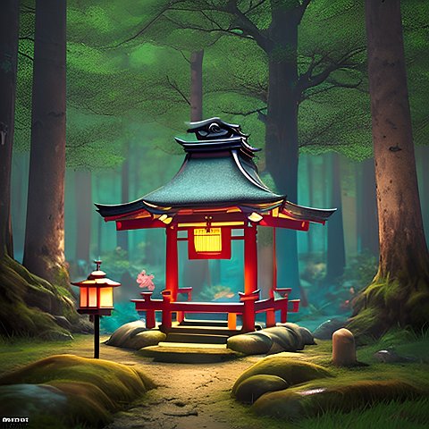 little shrine in a forest  japan