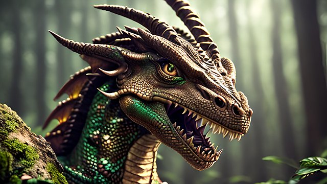 award winning portrait of a dragon in a forest  intricate realistic details
