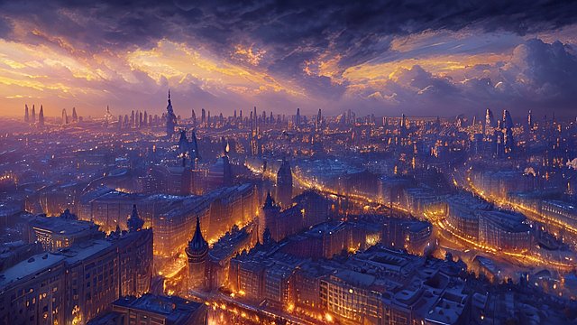 award winning painting of kiev, intricate realistic details, amazing clouds