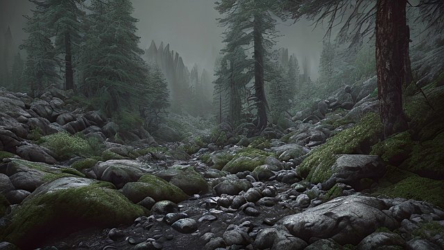 4k breathtaking photo of mountain forests  dark atmosphere