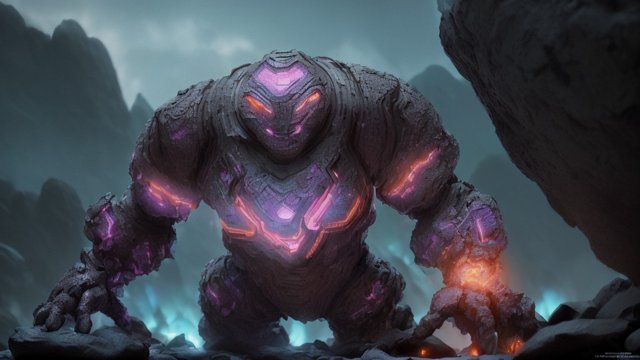 breathtaking ultradetailed ultramesmerizing photo of a golem around rocks, intricate ultrarealistic details