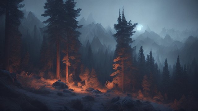 forest mountains, dark atmosphere