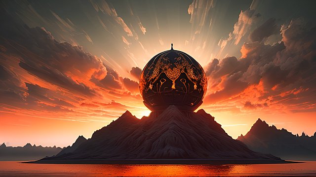 award winning orange sunset photo, high contrast, intricate realistic details, breathtaking clouds