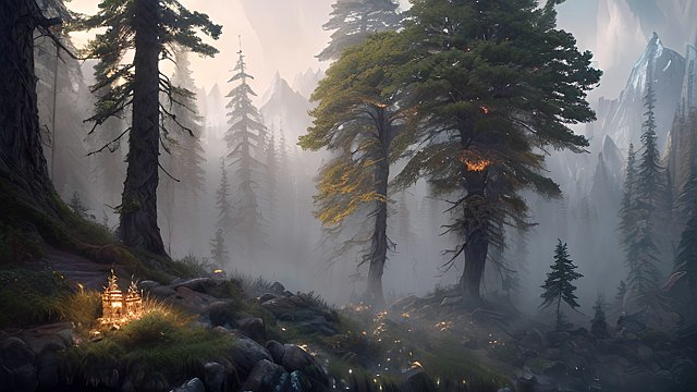 breathtaking amazing 4k photo, forest mountain, intricate realistic details