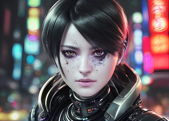 award winning ultra high quality octane portrait of an android in a futuristic tokyo  intricate realistic details  futuristic  dark background  high quality visual effects