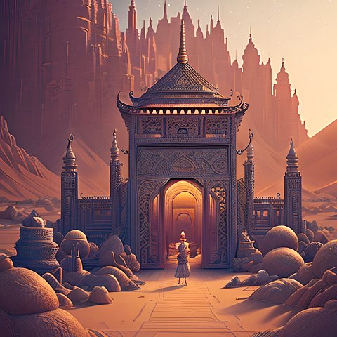 desert temple, beautiful intricate details