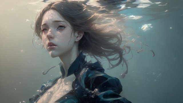 anime girl underwater, portrait, anime
