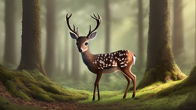 award winning mesmerizing photo of a cute new original small deer in a forest