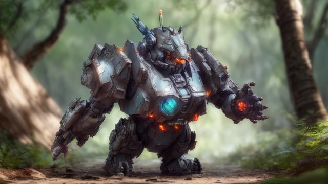 breathtaking octane render of an armored cyber little bird in a forest, intricate details