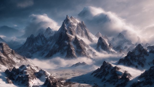 breathtaking photo of a mesmerizing mountain with snow  intricate realistic details  breathtaking clouds