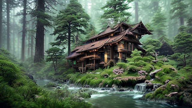breathtaking amazing 4k uhd detailed fascinating photo, forest mountain, intricate realistic details