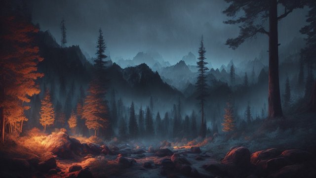 forest mountains, dark atmosphere